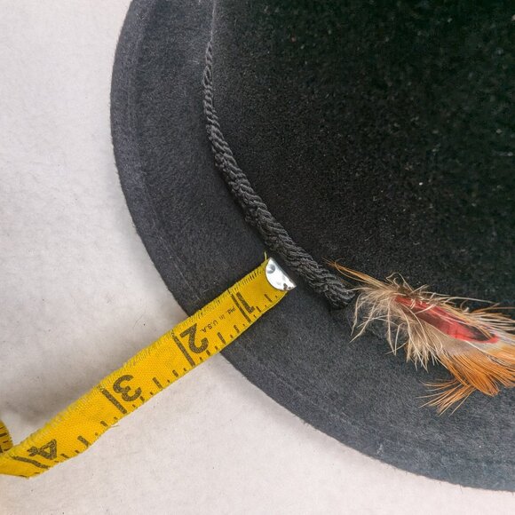 Vintage STETSON Sovereign Black Felt Men's Fedora Feathered Hat Sz 7 3/8 - Picture 14 of 17